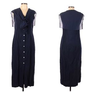 Linen Midi Button Down Nautical Boating Dress